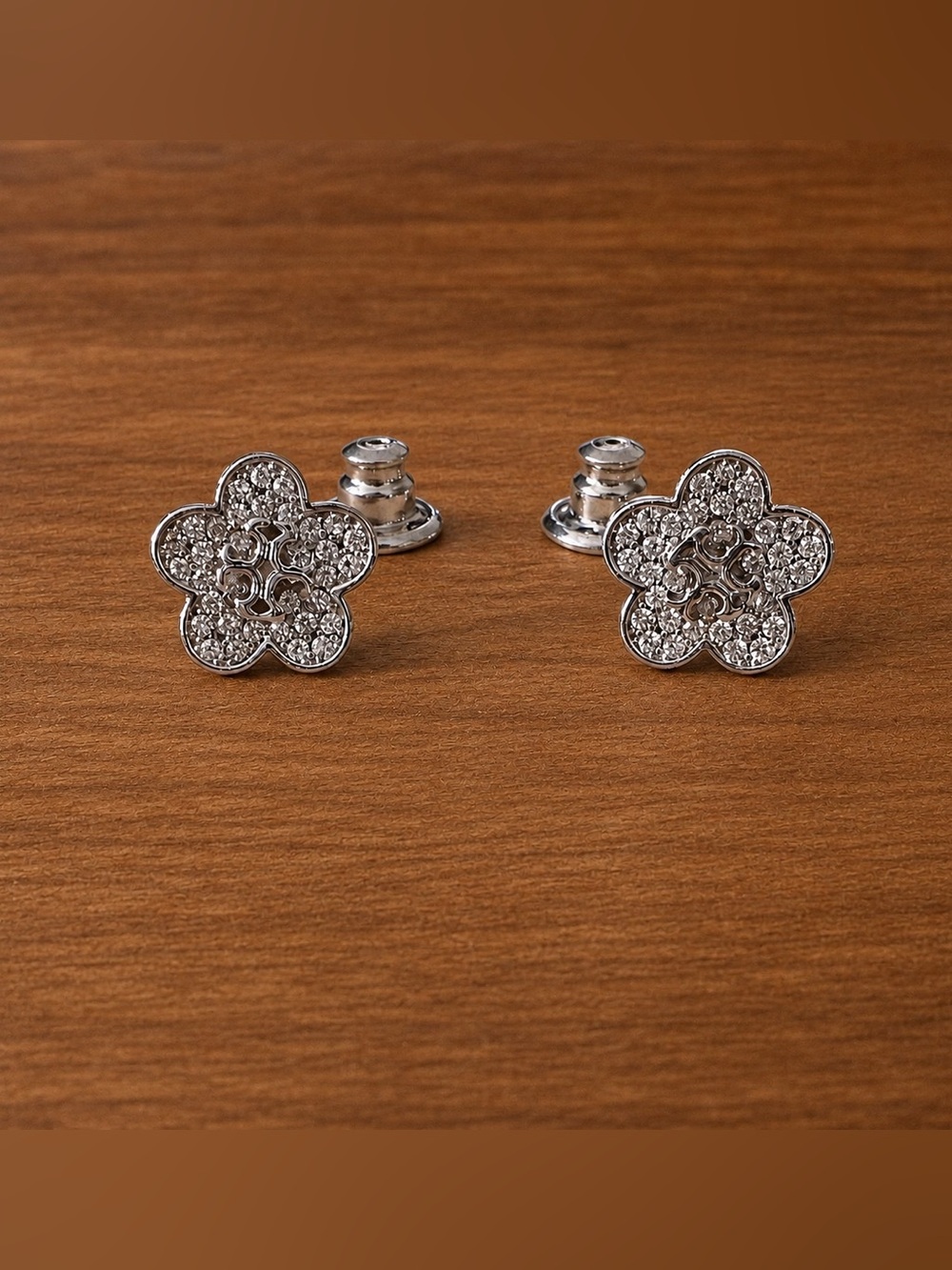 Tory Burch Pave Crystal Flower Stud Earrings - Women Jewelry